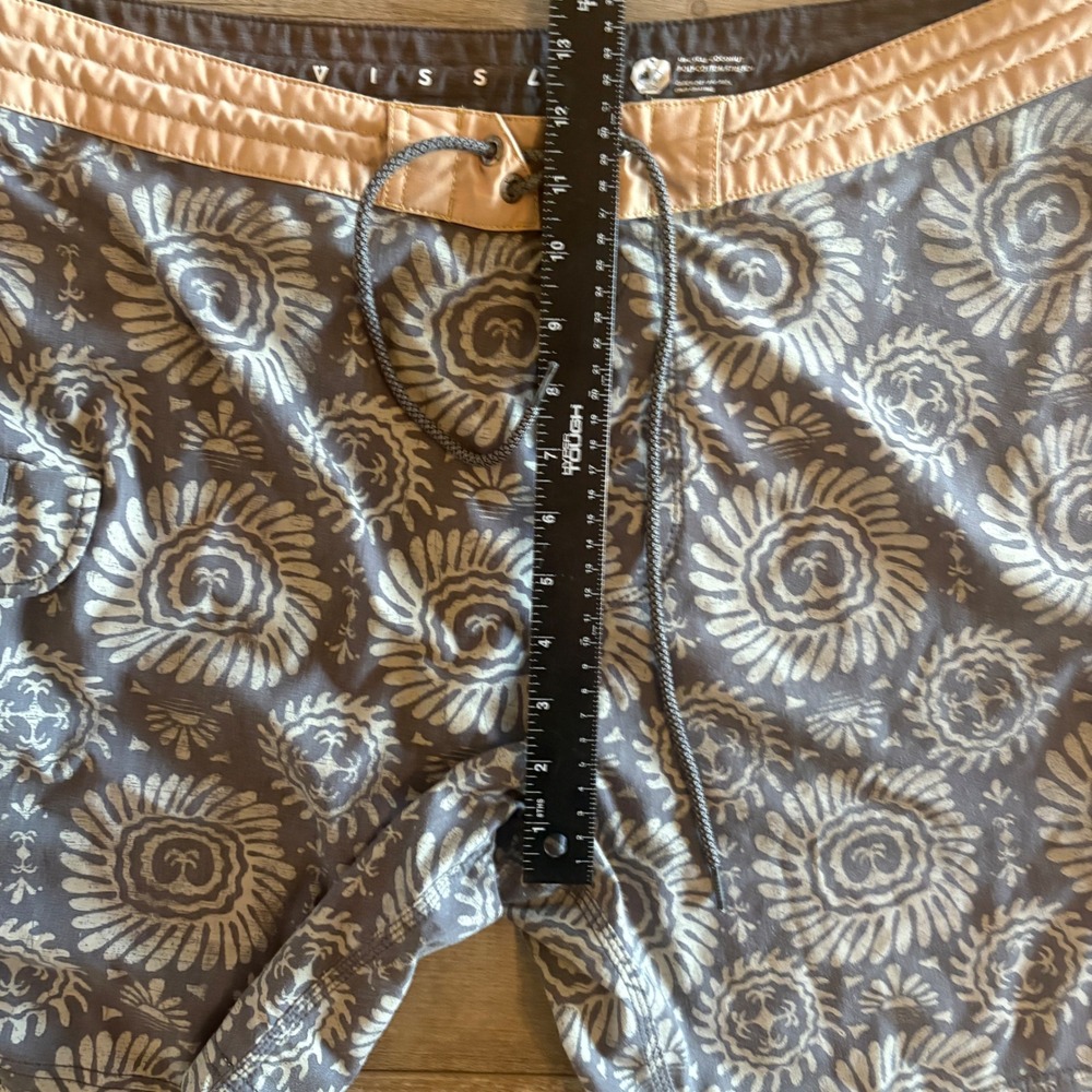 Vissla Board Shorts Mens 38 Gray Drawstring Upcycle Coconut Stretch Swim Trunks - Picture 6 of 9